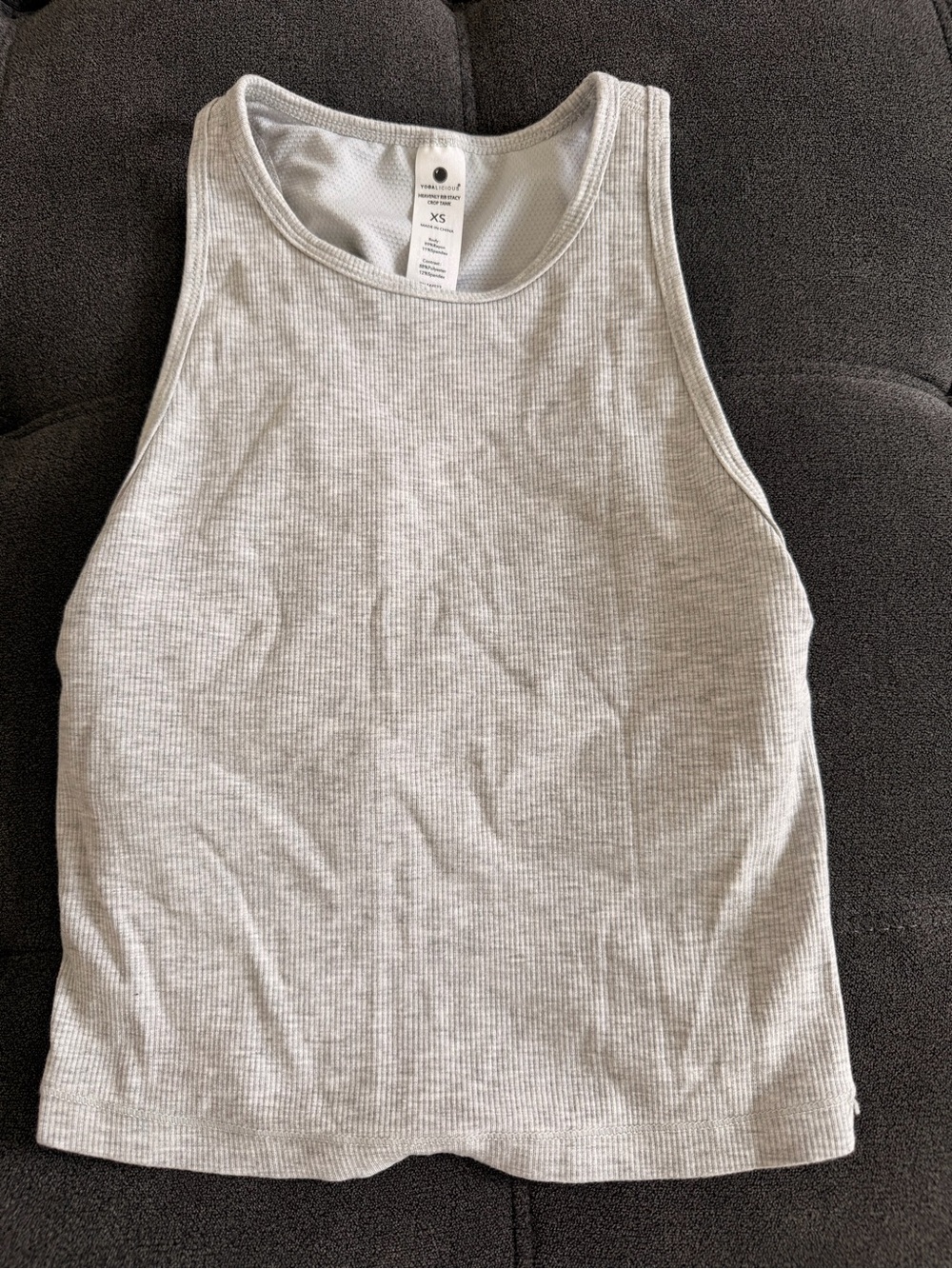 Yogalicious Ribbed Tank Top — Light Gray